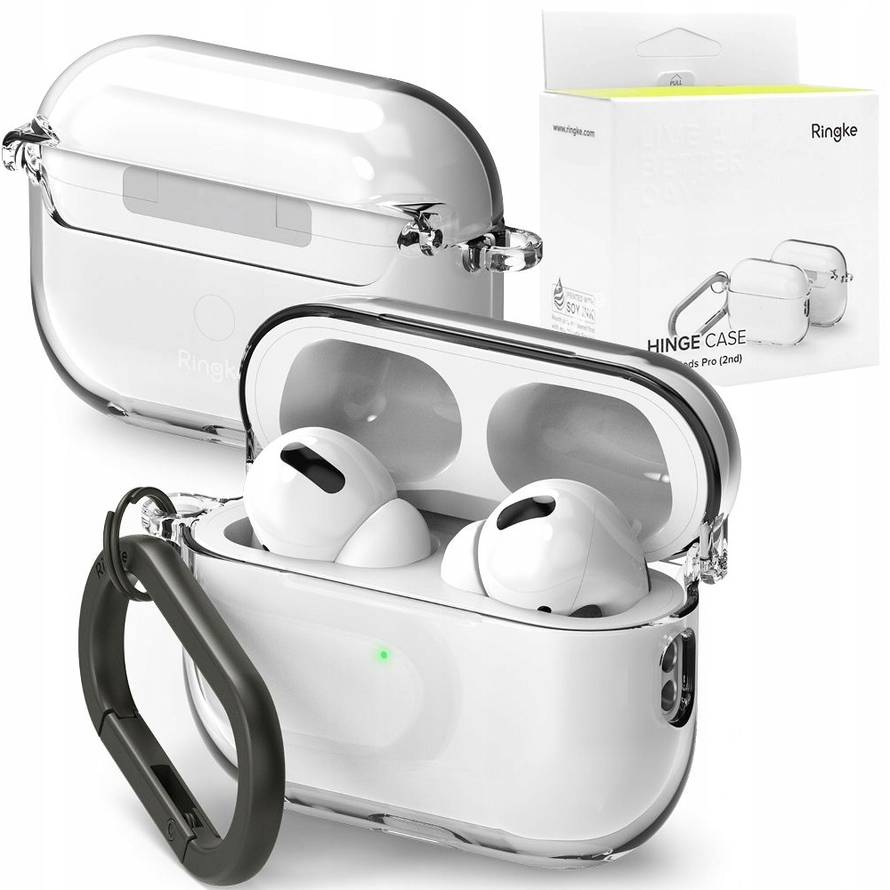 AIRPODS PRO(2ND)- RINGKE HINGE CASE (CLEAR)   سماعات (الثانية) - جراب مفصلي حلقي (شفاف)   