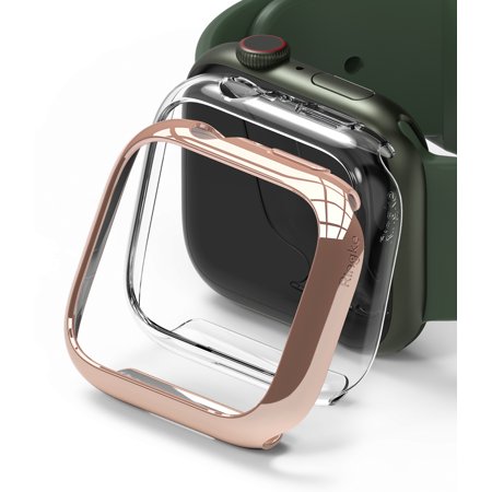 APPLE WATCH 45MM SLIM-CLEAR(1P) + CHROME ROSE GOLD(1P)  ساعة ابل 45 مم رفيعة - شفافة (قطعة واحدة) + كروم ذهبي وردي (قطعة واحدة)