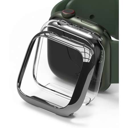 APPLE WATCH 45MM SLIM-CLEAR(1P) + DARK CHROME (1P)  ساعة ابل 45 مم رفيعة - شفافة (قطعة واحدة) + كروم داكن (قطعة واحدة)