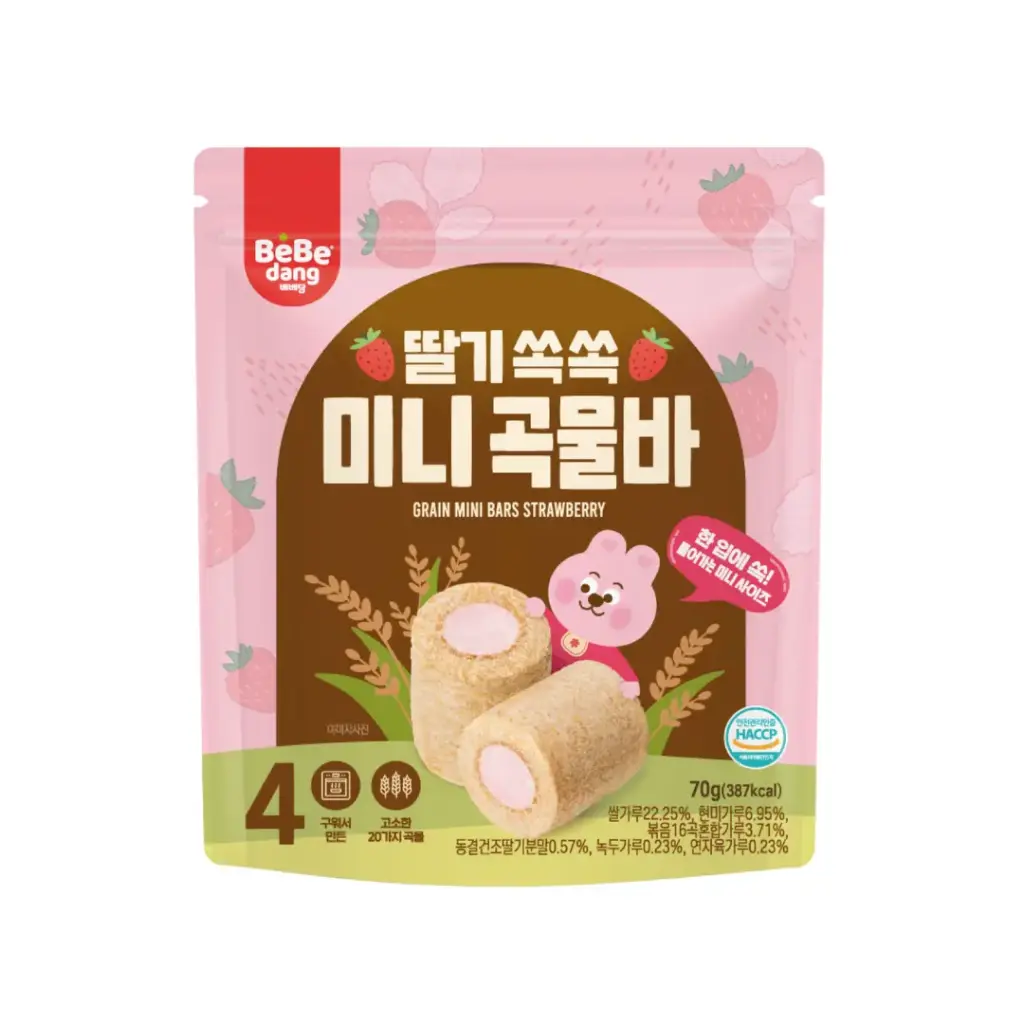 BEBEDANG GRAIN BARS MINI STRAWBERRY 70G بيبيدانج ألواح الحبوب بالفراولة الصغيرة 70 جرام