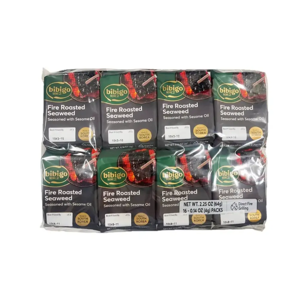 CJ BIBIGO FIRE ROASTED SEAWEEDS 64G أعشاب بحرية محمصة على النار من سي جيه بيبيجو 64 غرام                  
