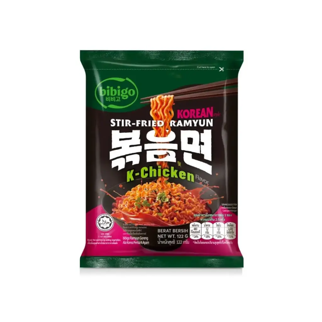 BIBIGO K-CHICKEN TTEOKBOKKI STIR-FRIED RAMYUN 122G                                                                         بيبيجو ك-دجاج تيوكبوكي راميون مقلي 122 جم
