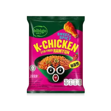 CJ BIBIGO STIR FRIED K CHICKEN RAMYUN NOODLE 122G  نودلز راميون الدجاج المقلي من سي جيه بيبيجو 122 غرام                                                                      