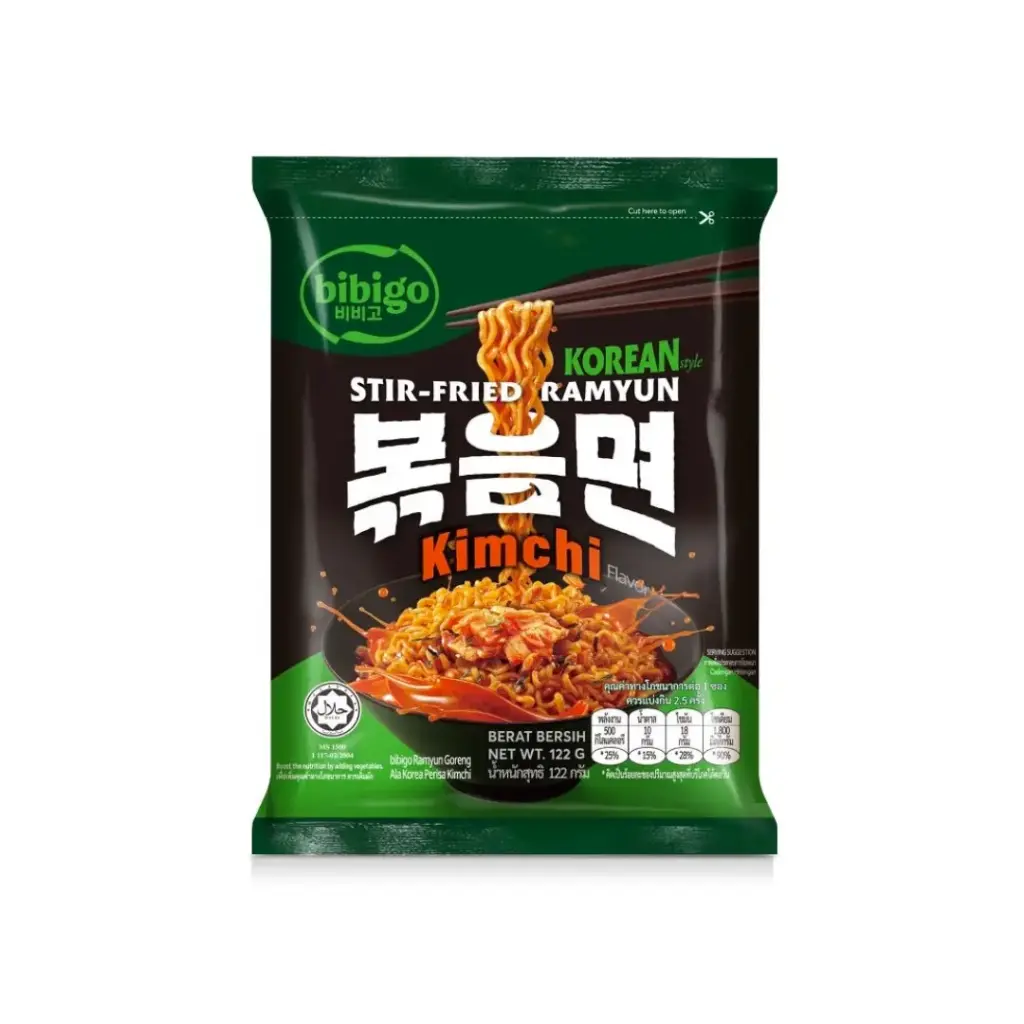 BIBIGO KIMCHI TTEOKBOKKI STIR-FRIED RAMYUN 122G                                                                         بيبيجو كيمتشي تيوكبوكي راميون مقلي 122 جم