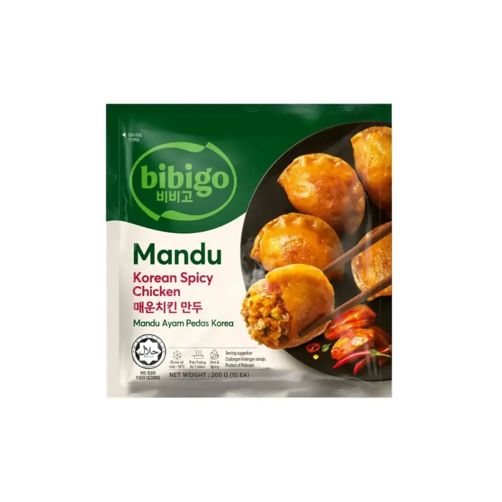 BIBIGO KOREAN SPICY CHICKEN MANDU - 200G بيبيجو ماندو دجاج كوري حار - 200 جرام