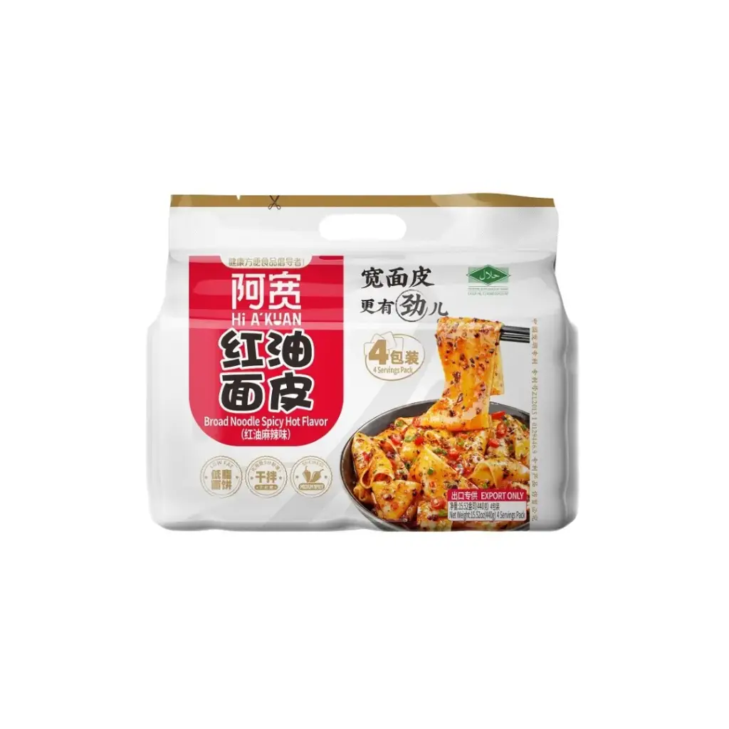 BROAD NOODLE SPICY HOT FLAVOR 440G*4 نودلز عريضة بنكهة حارة 440 جرام*4