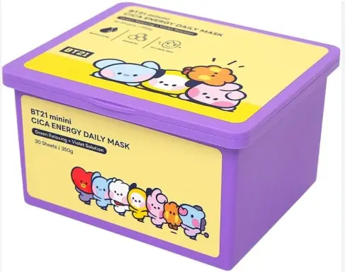 BT21 MININI CICA DAILY MASK PACK                          مجموعة أقنعة BT21 MININI CICA اليومية