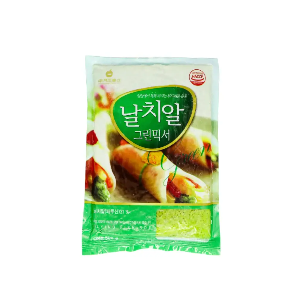FROZEN FLYING FISH ROE [GREEN] 500G                   بيض سمك الطائر المجمد [أخضر] 500 جرام