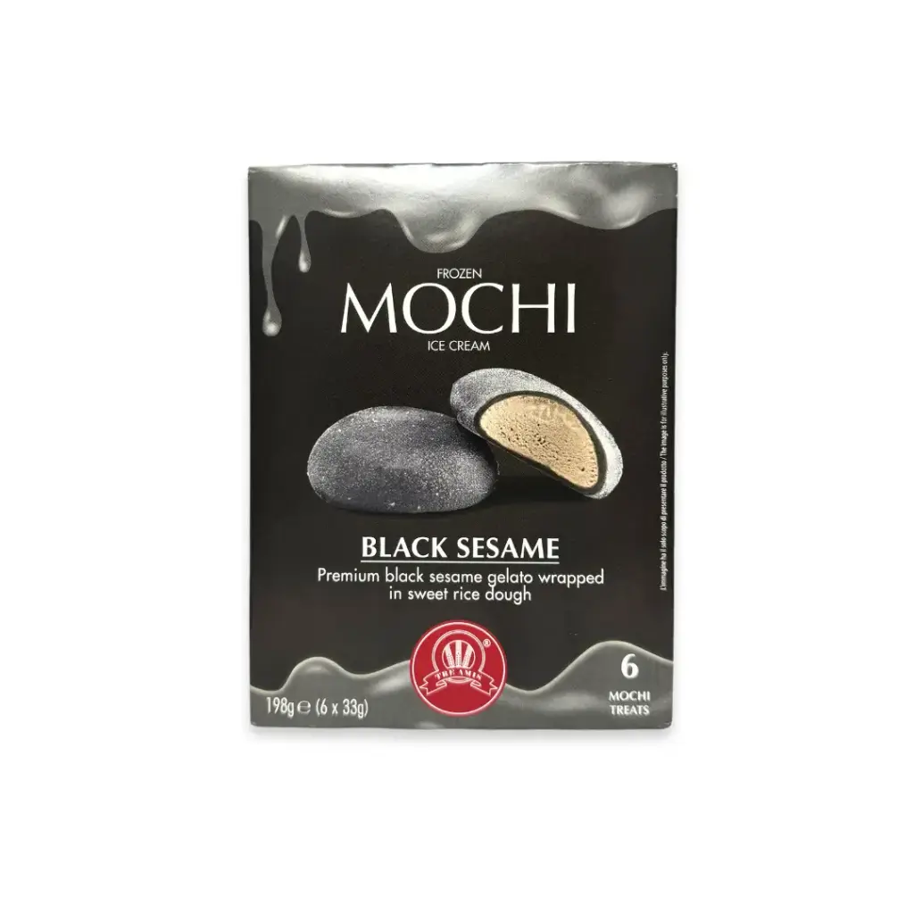 FROZEN PREMIUM MOCHI BLACK SESAME 198G   موتشي فاخر مجمد بالسمسم الأسود - 198 غرام