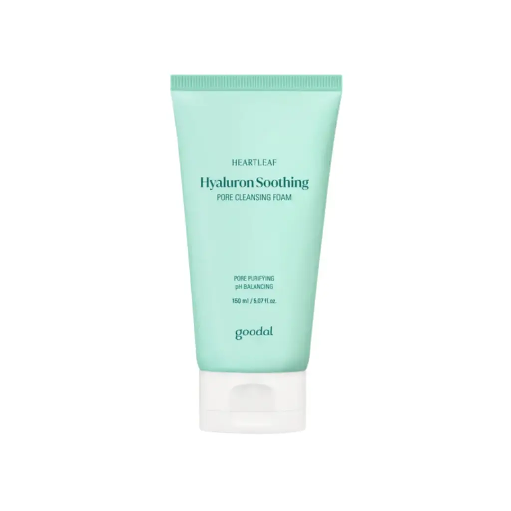 GOODAL HEARTLEAF HYALURON SOOTHING PORE CLEANSING FOAM 150ML رغوة تنظيف المسام المهدئة بحمض الهيالورونيك من جودال هارتليف، 150 مل 