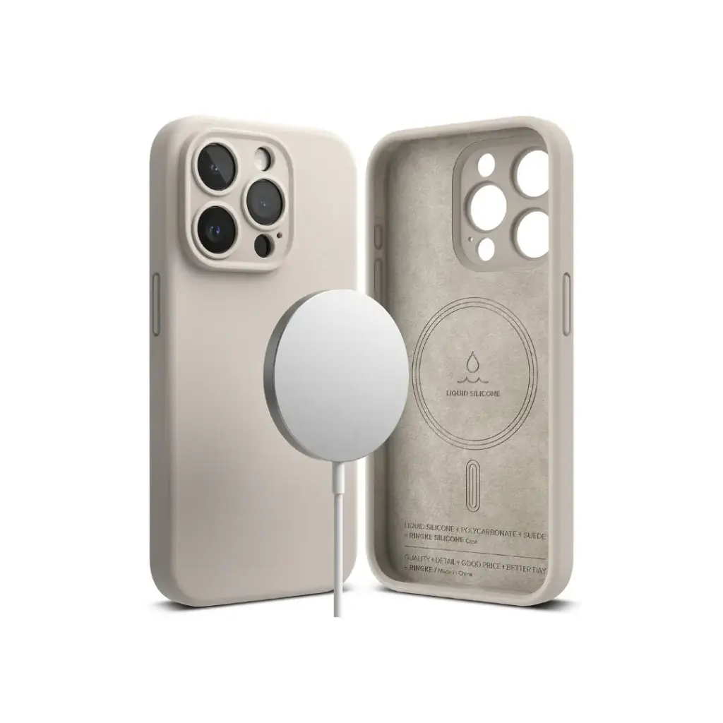 IPHONE 15 PRO MAX SILICONE MAGNETIC (STONE) جراب سيليكون مغناطيسي (حجري) لهاتف iPhone 15 PRO MAX                                                         