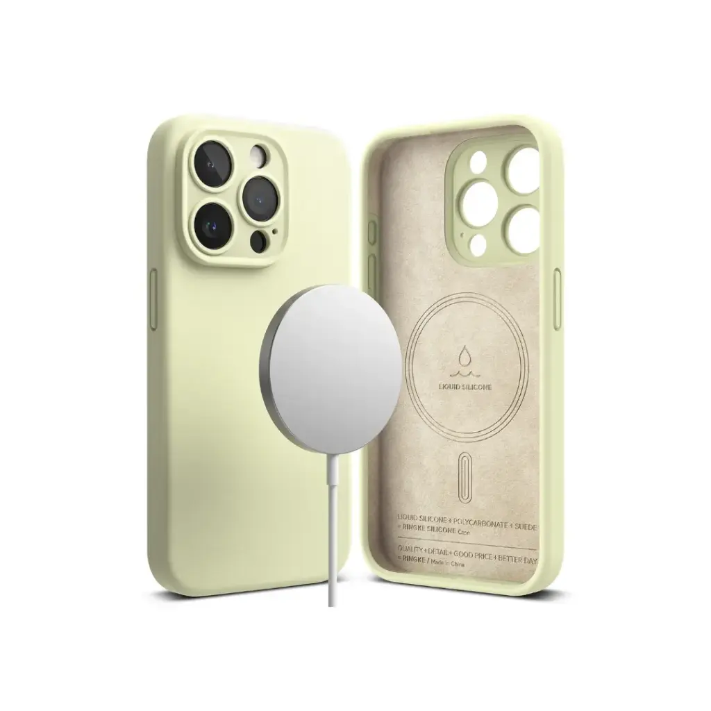 IPHONE 15 PROMAX SILICONE MAGNETIC SUNNY LIME آيفون 15 بروماكس سيليكون مغناطيسي لون ليموني مشمس