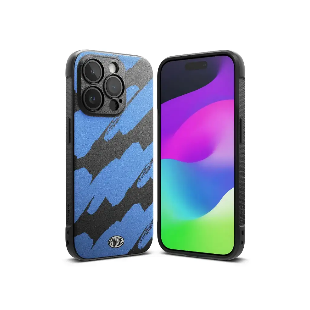 IPHONE 15 PRO ONYX DESIGN BLUE BRUSH آيفون 15 برو - فرشاة زرقاء بتصميم أونيكس