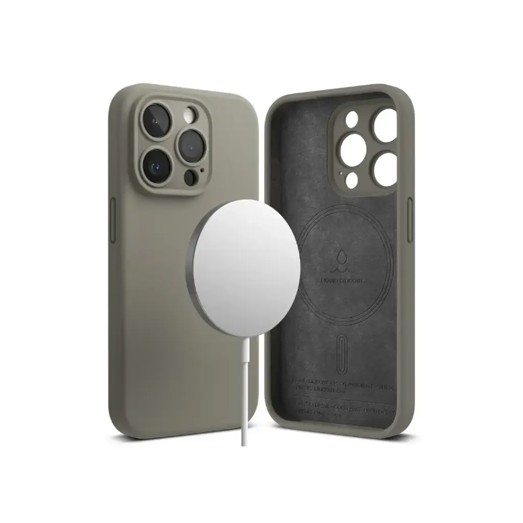 IPHONE 15 PRO SILICON MAGNETIC GRAY آيفون 15 برو سيليكون مغناطيسي رمادي