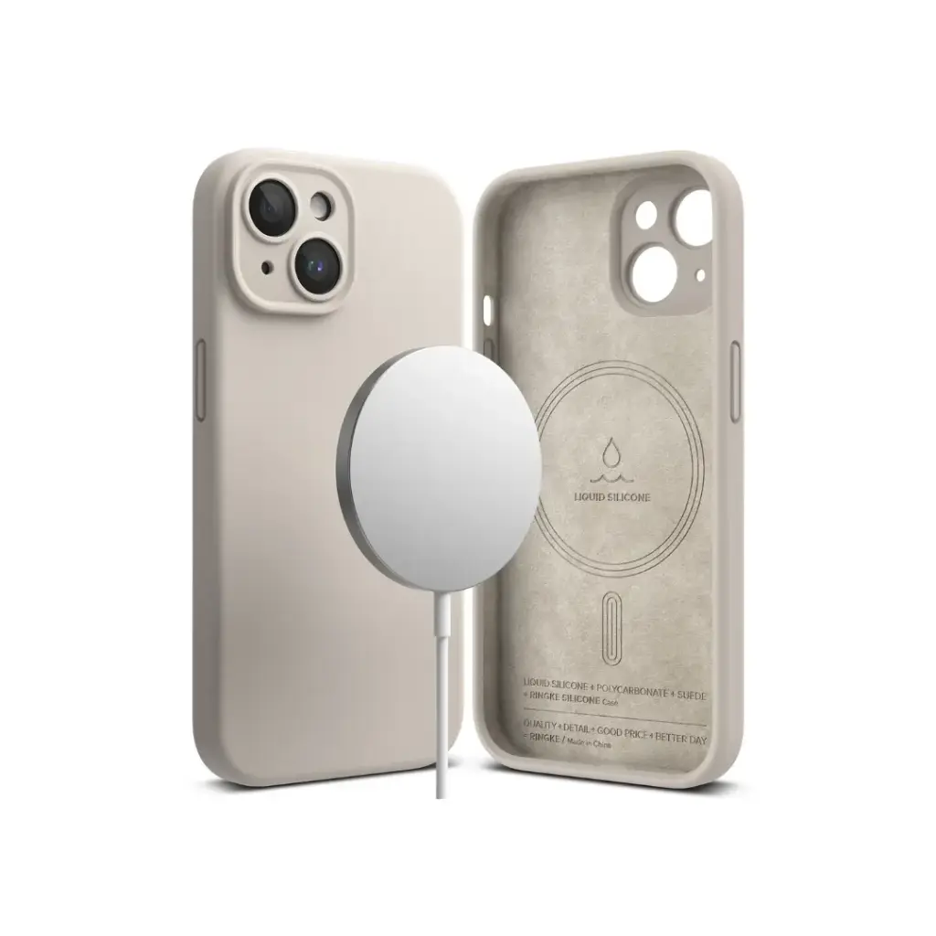 IPHONE 15 PRO SILICON MAGNETIC STONE جراب سيليكون مغناطيسي لهاتف iPhone 15 PRO