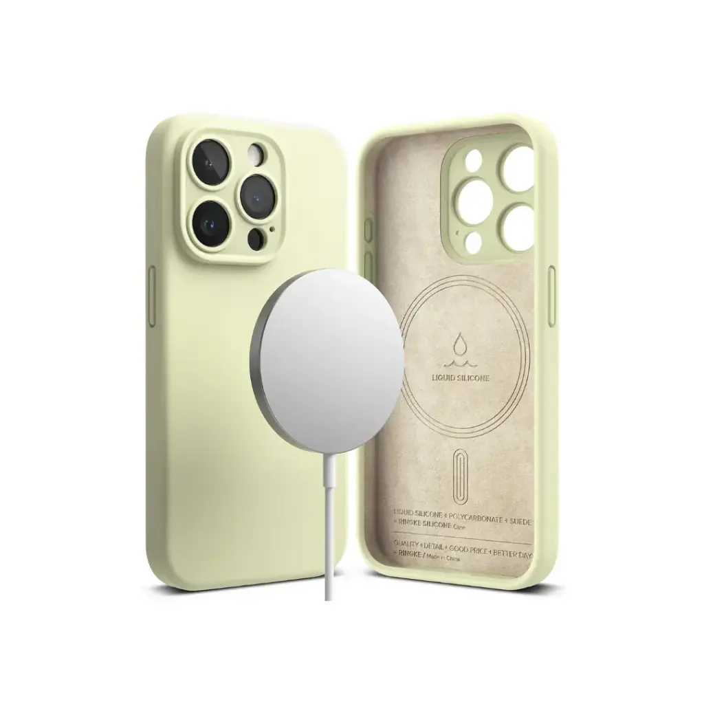 IPHONE 15 PRO SILICON MAGNETIC SUNNY LIME آيفون 15 برو سيليكون مغناطيسي مشمس ليموني                                                             