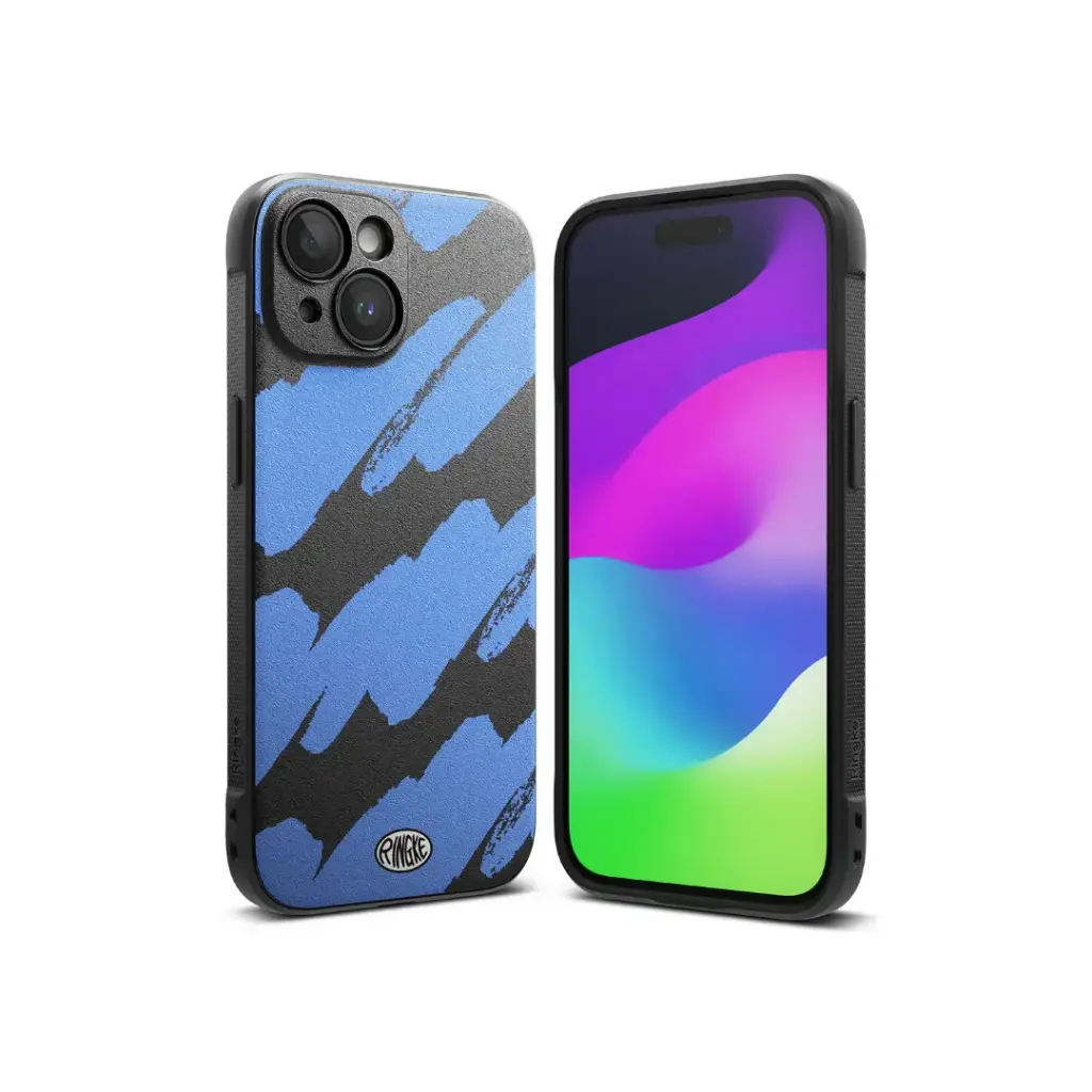 IPHONE 15- ONYX DESIGN (BLUE BRUSH)  آيفون 15 - تصميم أونيكس (فرشاة زرقاء)