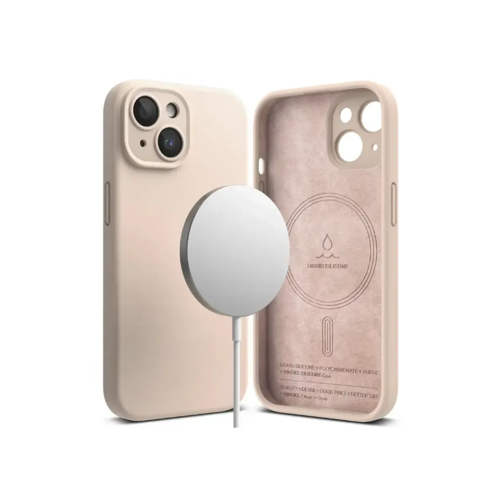 IPHONE 15-SILICONE MAGNETIC (PINK SAND) آيفون 15 - سيليكون مغناطيسي (وردي رملي)