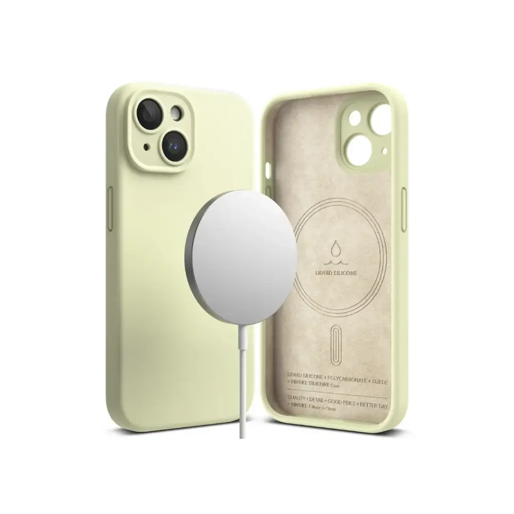 IPHONE 15-SILICONE MAGNETIC (SUNNY LIME) آيفون 15 - سيليكون مغناطيسي (لون ليموني مشمس)                                                            