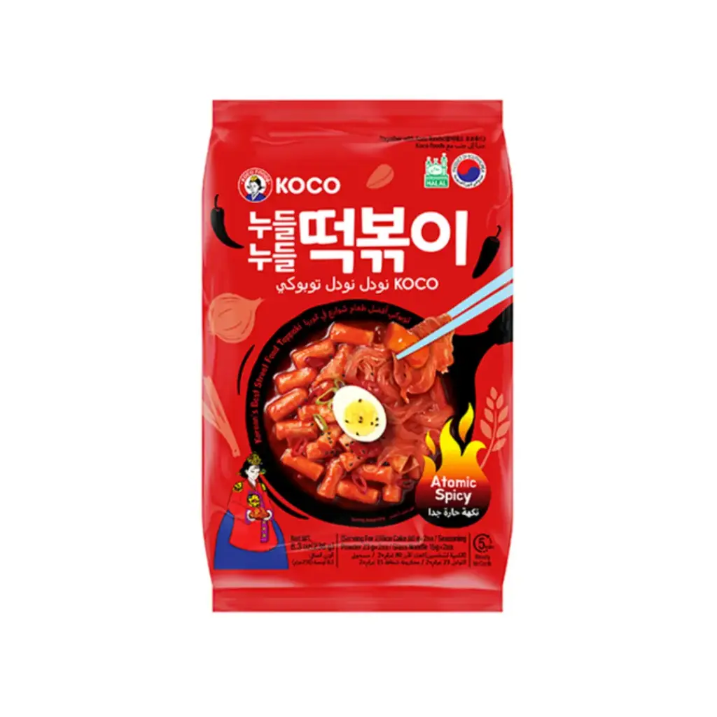 KOCO NOODLE TOPPOKI (ATOMIC SPICY) 236G كوكو نودلز توبوكي (أتوميك سبايسي) 236 جرام                                                                                           