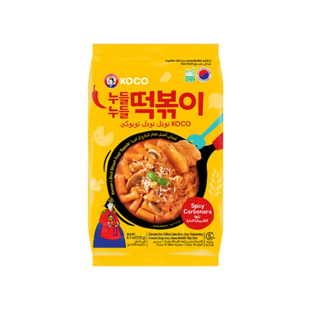 KOCO NOODLE TOPPOKI (SPICY CARBONARA) 236G كوكو نودلز توبوكي (كاربونارا حارة) 236 جرام 