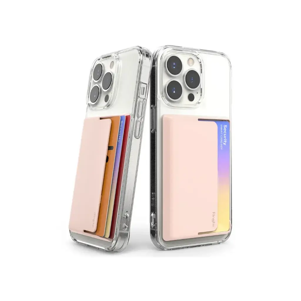 MAGNETIC SIDE SLOT CARD HOLDER  PEACH PINK                                                               حامل بطاقات بفتحة جانبية مغناطيسية - وردي خوخي