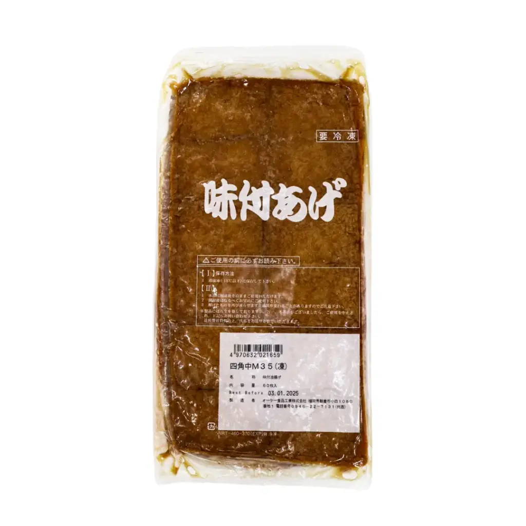 PREPARED SOYBEAN CURDS AJITSUKE SUSHI AGE SQUARE M35 خثارة فول الصويا المُجهزة من أجيتسكي سوشي، مربعة الشكل، مقاس 35