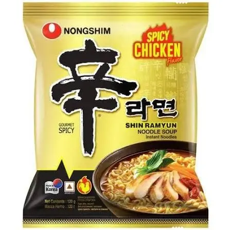 NONGSHIM SHIN SPICY CHICKEN NOODLE SOUP 120G شوربة نودلز الدجاج الحارة من نونغشيم شين 120 غرام