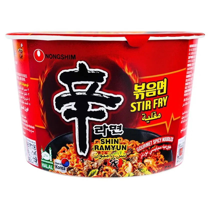 NONGSHIM SHIN RAMYUN STIR FRY BIG CUP  NOODLE 103G نودلز نونغشيم شين راميون مقلية في كوب كبير 103 غرام 