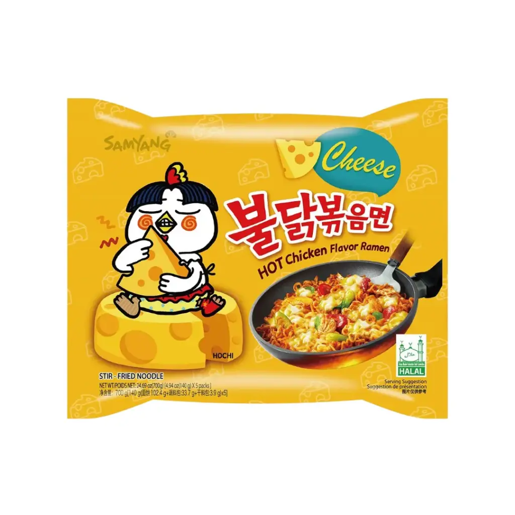 HOT CHICKEN FLAVOR RAMEN CHEESE 140G رامين بنكهة الدجاج الحار والجبن 140 جرام