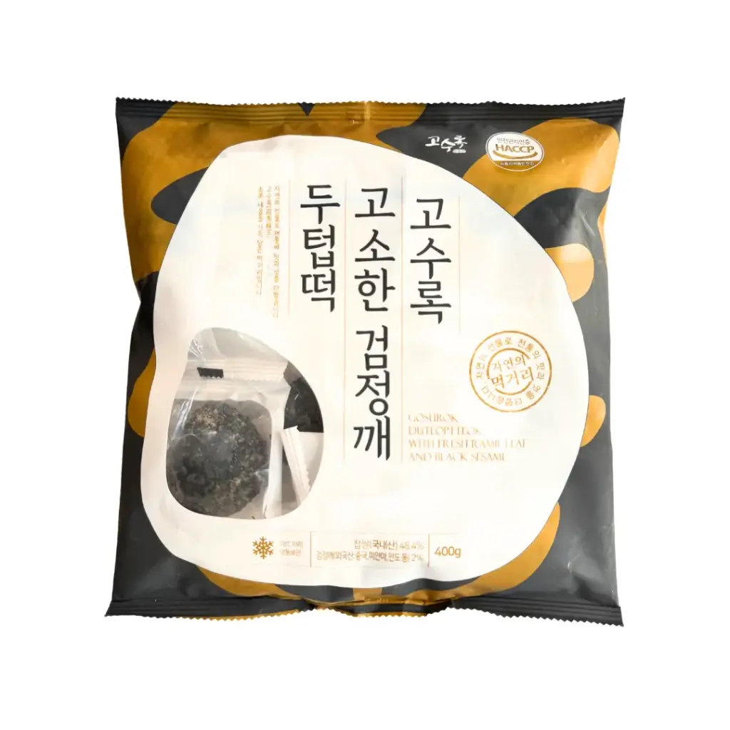 GOSUROK BLACK SESAME DUTEOPTTEOK 400G جوسوروك سمسم أسود دوتيوبتيوك 400 جرام 