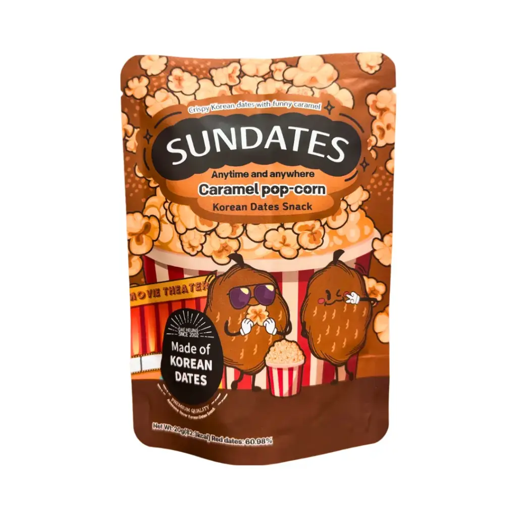 SUNDATES CARAMEL POPCORN FLAVOR 20G صن داتس بنكهة فشار الكراميل 20 جرام
