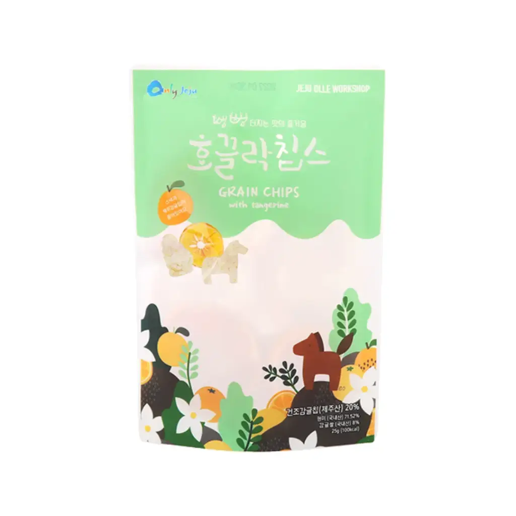 JEJU TANGERINE RICE CHIPS 25G رقائق أرز اليوسفي جيجو 25 جرام