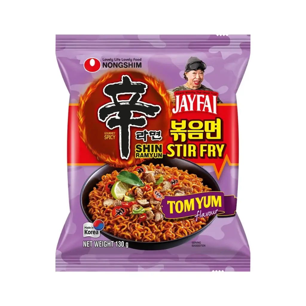 SHIN RAMYUN STIR FRY TOMYUM 130G شين راميون ستير فراي توميوم 130 جرام