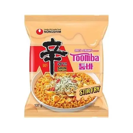 NONGSHIM SHIN RAMYUN TOOMBA NOODLE 137G نونجشيم شين راميون تومبا المعكرونة 137 جرام