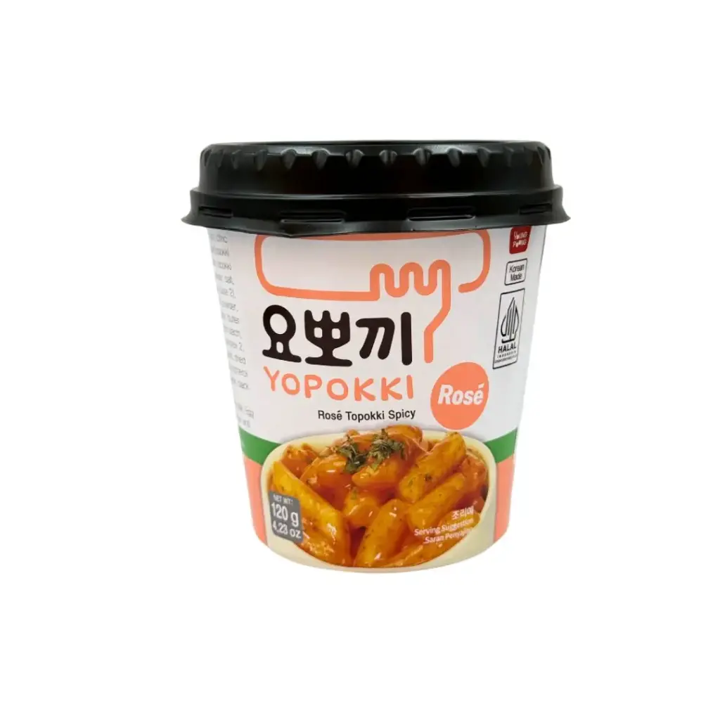 YOPOKKI ROSE TOPOKKI SPICY CUP 120G كوب توبوكي روز الحار من يوبوكي 120 جرام