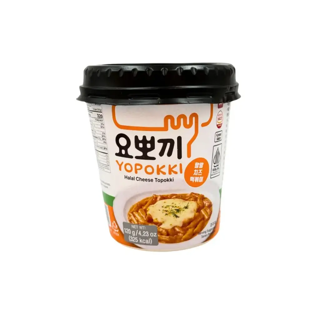 YOPOKKI HALAL CHEESE TOPOKKI CUP 120G يوبوكي جبن حلال كوب توبوكي 120 جرام