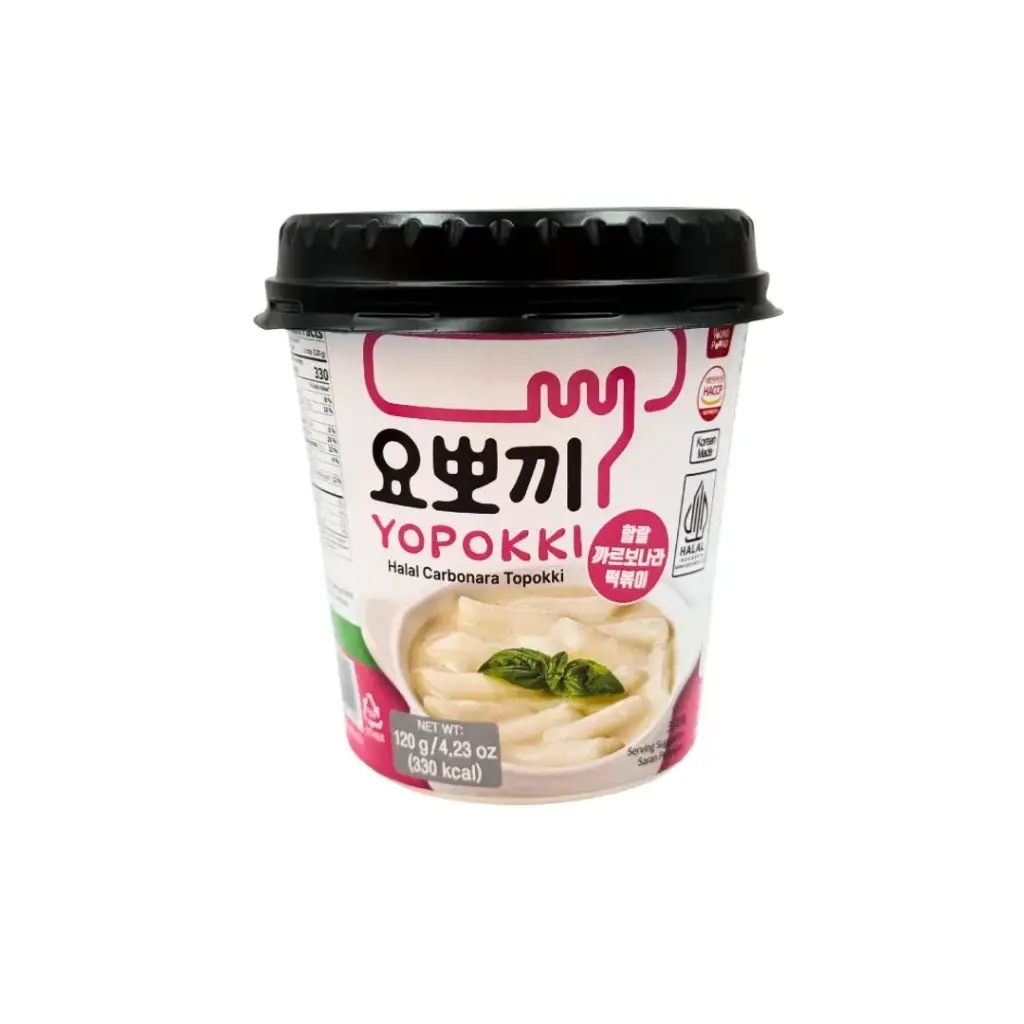 YOPOKKI HALAL CARBONARA TOPOKKI CUP 120G كوب توبوكي كاربونارا حلال من يوبوكي 120 جرام