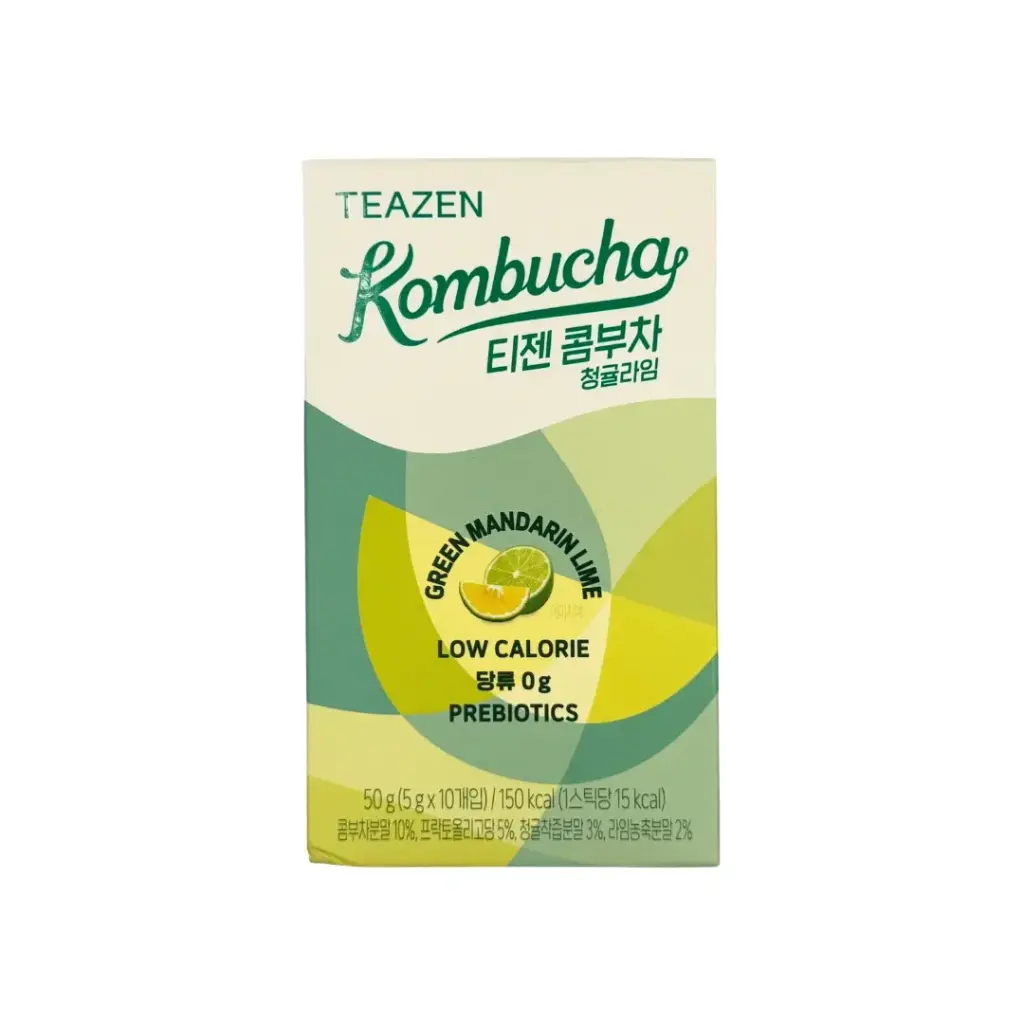 TEAZEN KOMBUCHA GREEN MANDARINE LIME 50G تيزان كومبوتشا باليوسفي الأخضر والليمون 50 جرام