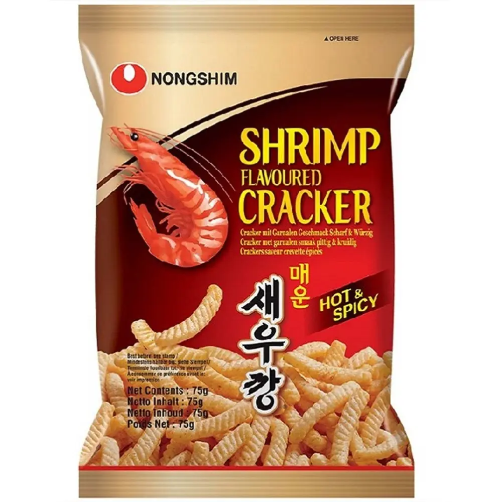 NONGSHIM SHRIMP CRACKER (HOT & SPICY) 75G                                             رقائق الجمبري نونغشيم (حارة وحريفة) 75 غرام