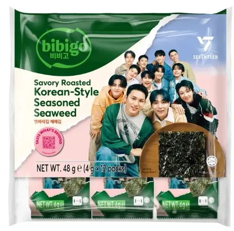 SAVORY ROASTED KOREAN STYLE SEASONED SEAWEED 48G (4Gx12) أعشاب بحرية محمصة لذيذة على الطريقة الكورية 48 جرام (4 جرام × 12)