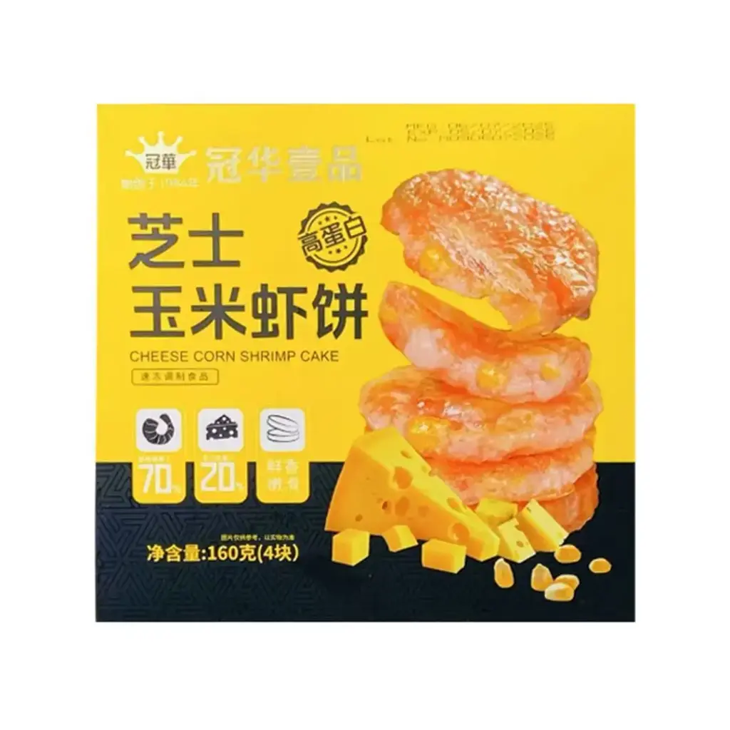 CHEESE CORN SHRIMP CAKE 160G كعكة الروبيان بالذرة والجبن 160 غرام