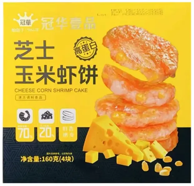 CHEESE CORN SHRIMP CAKE 160G كعكة الروبيان بالذرة والجبن 160 غرام