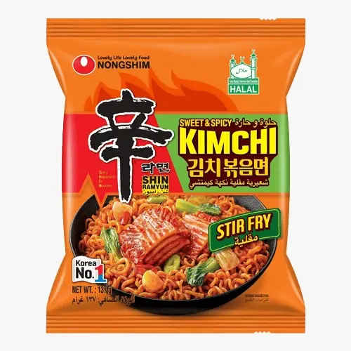 NONGSHIM SHIN RAMYUN KIMCHI STIR FRY NOODLES 137G نودلز نونغشيم شين راميون كيمتشي مقلية 137 غرام