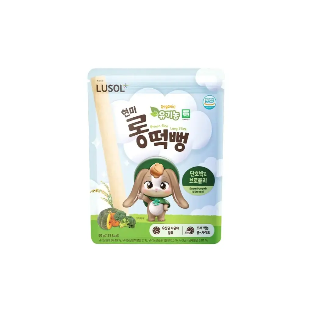 LUSOL BROWN RICE LONG STICK SWEET PUMPKIN & BROCOLLI 30G أرز بني طويل مع يقطين حلو وبروكلي 30 غرام 