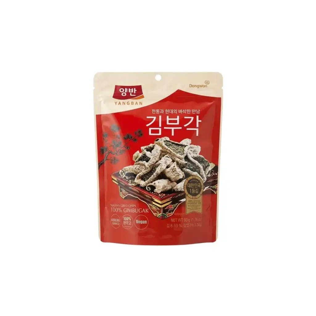 DONGWON KOREAN SEAWEED CHIPS  GIMBUGAK (ORIGINAL) 50G دونج وون رقائق الأعشاب البحرية الكورية كيمبوغاك (الأصلي) 50 جرام   