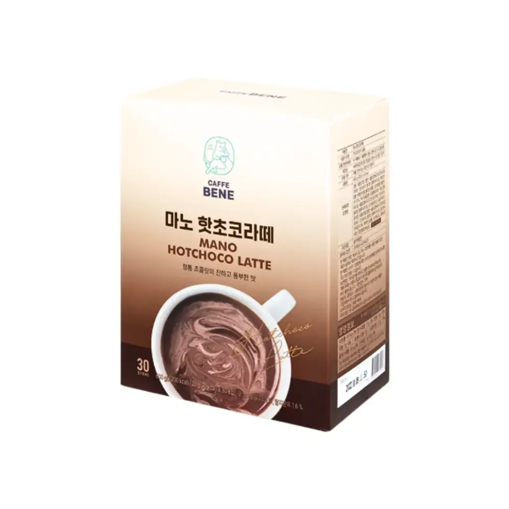 CAFFE BENE MANO HOT CHOCO LATTE 30 STICKS       قهوة بيني مانو لاتيه بالشوكولاتة الساخنة 30 ظرفًا