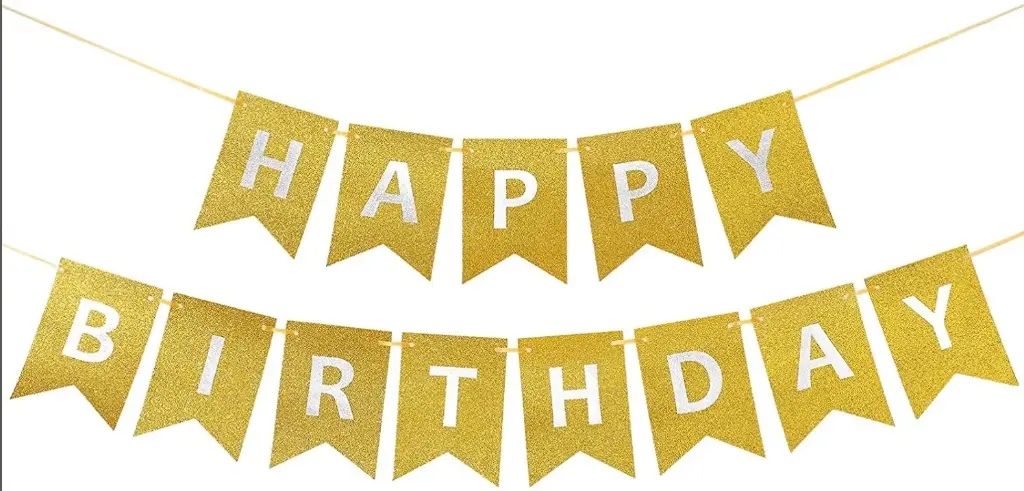 HAPPY BIRTHDAY GOLD BUNTING عيد ميلاد سعيد بالذهب