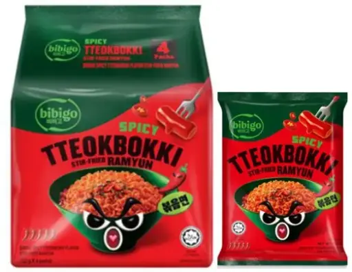 BIBIGO SPICY TTEOKBOKKI FLAVOR STIR-FRIED RAMYUN 122G                                                         بيبيجو راميون مقلي بنكهة تيوكبوكي حارة 122 جرام