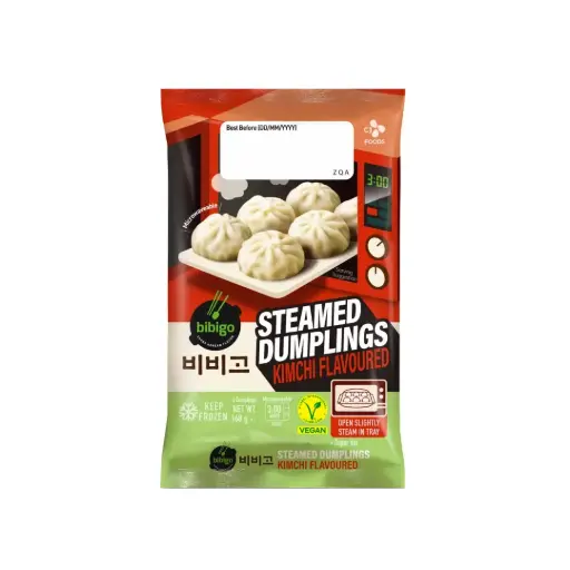 BIBIGO STEAMED DUMPLINGS (KIMCHI ) -168G زلابية بيبيجو المطهوة على البخار (كيمتشي) - 168 جرام